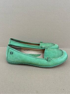 Born Leather Loafers Flats Slip on Preppy Comfort Shoes Women’s 7.5/ 38.5 Green